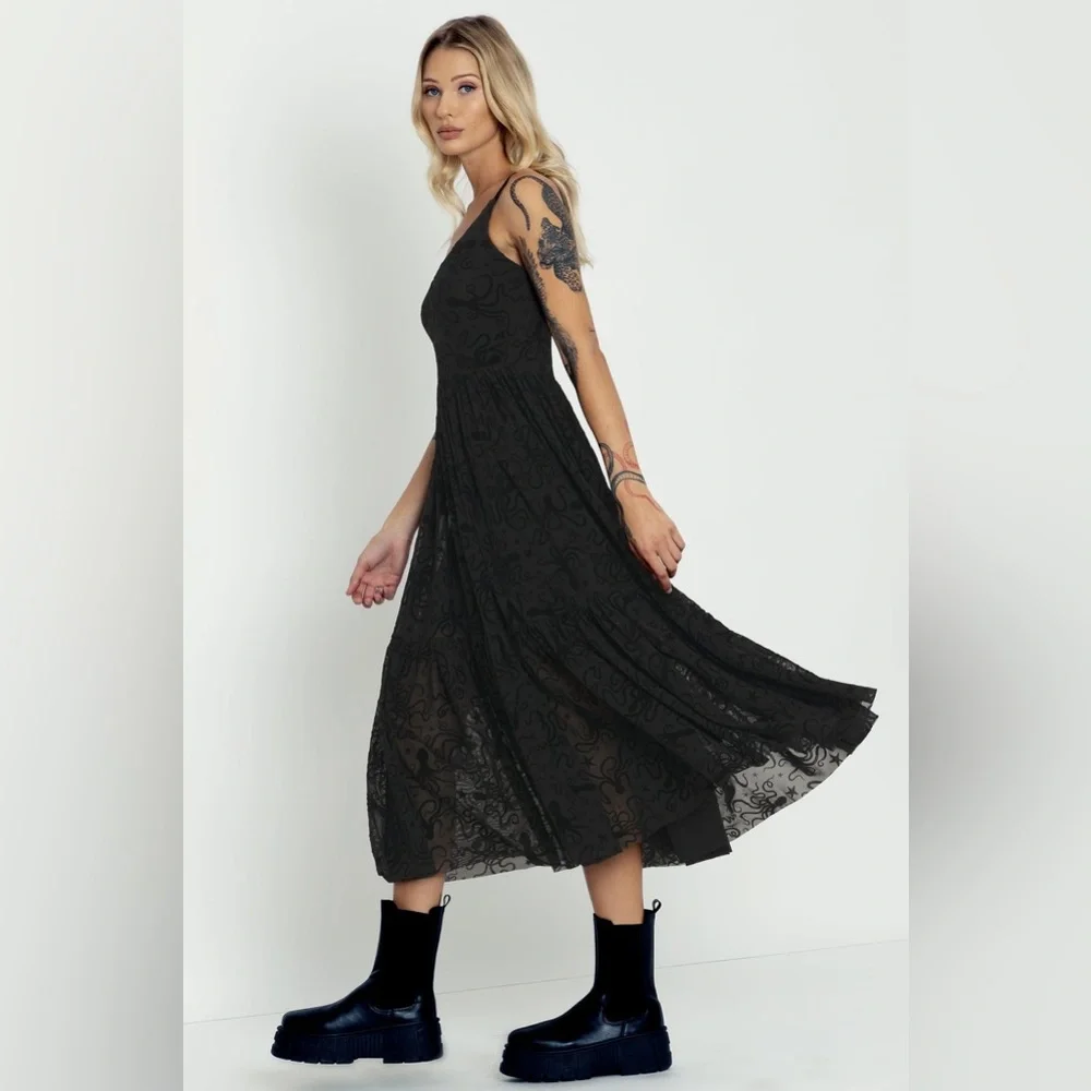 Blackmilk Flocktapus Sheer Midaxi Dress ~ LIMITED Black Size Large - Picture 4 of 16